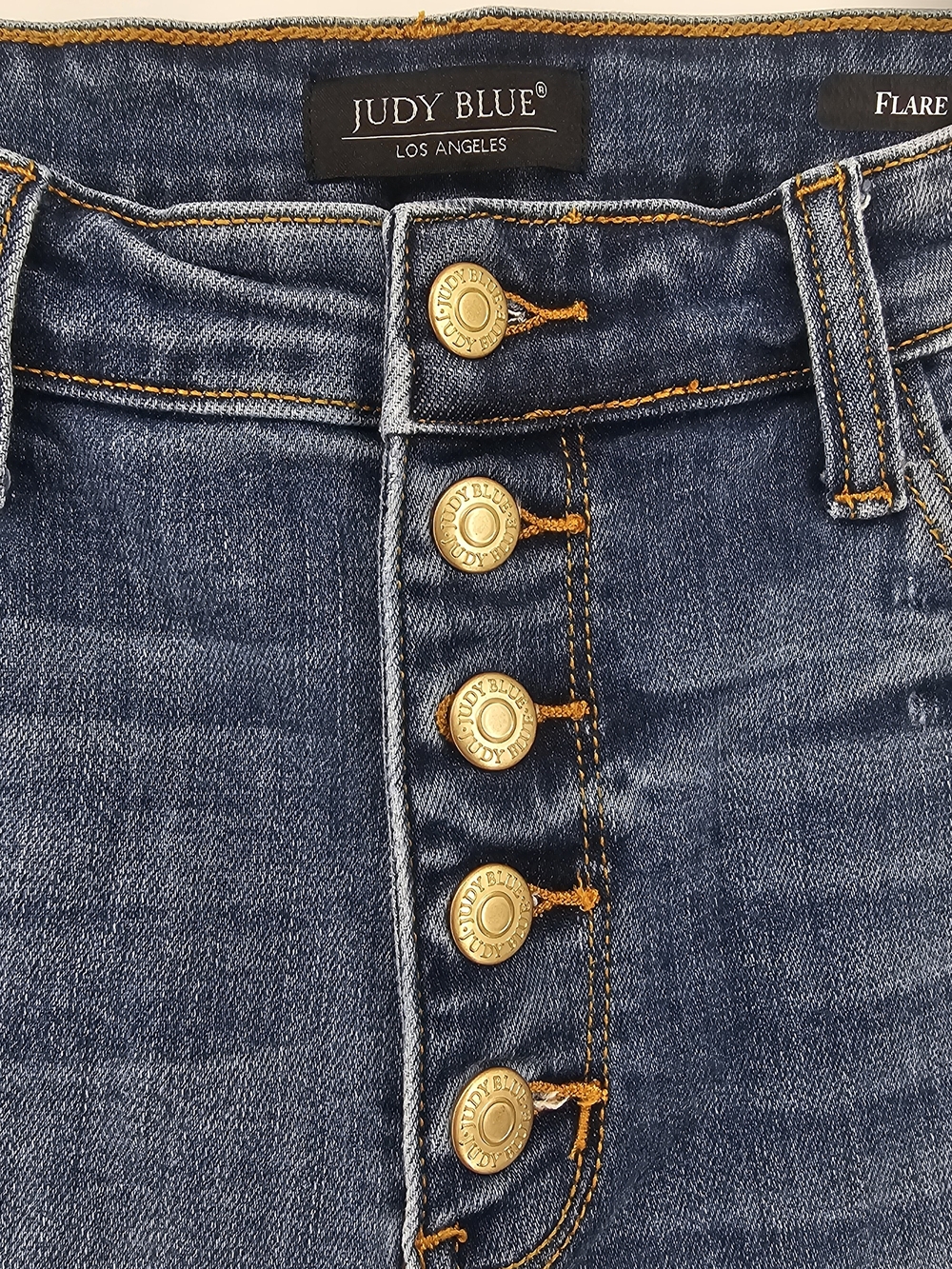 Judy Blue Los Angeles Dark Blue Denim Flare Jeans Button‎ Fly Size 13 - Picture 2 of 6